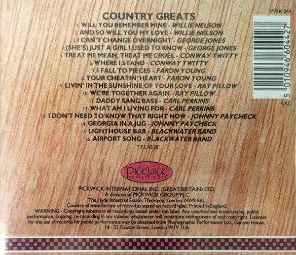 Various : Country Greats (CD, Comp)