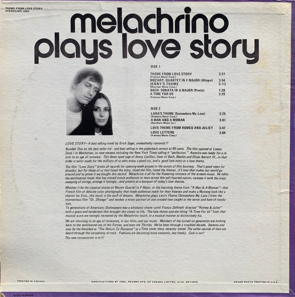 The Melachrino Strings : Theme From "Love Story" Played By The Melachrino Strings (LP, Album)