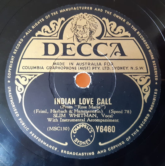Slim Whitman : Indian Love Call / China Doll (Shellac, 10")