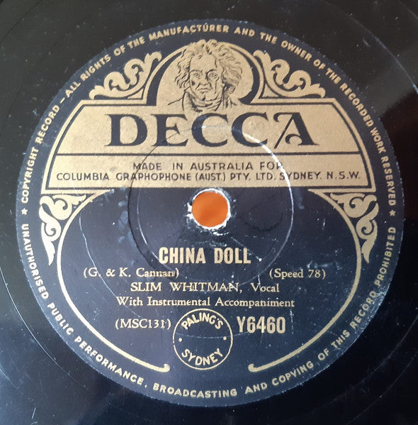 Slim Whitman : Indian Love Call / China Doll (Shellac, 10")