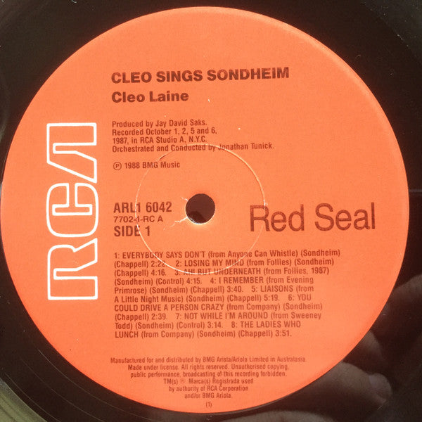 Cleo Laine • Jonathan Tunick : Cleo Sings Sondheim (LP, Album)