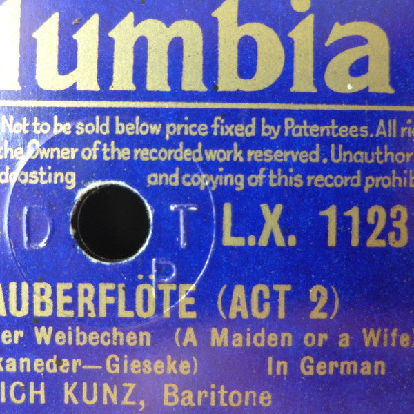 Erich Kunz, Wiener Philharmoniker : Die Zauberflote (Act 2) / Le Nozze Di Figaro (Act 1) (Shellac, 12", Mono)