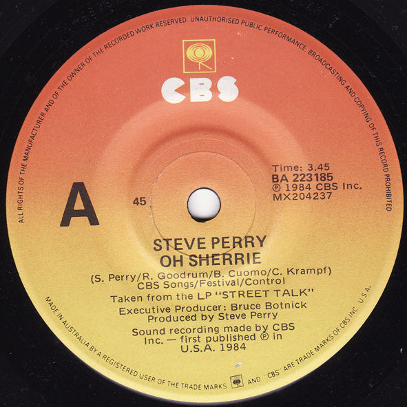 Steve Perry : Oh Sherrie (7", Single)