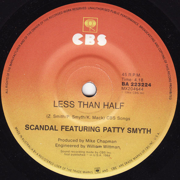 Scandal (4) Featuring Patty Smyth : The Warrior (7")