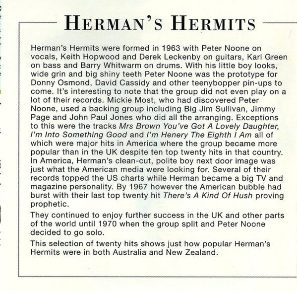 Herman's Hermits : Hit History (CD, Comp)