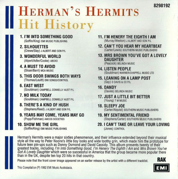 Herman's Hermits : Hit History (CD, Comp)