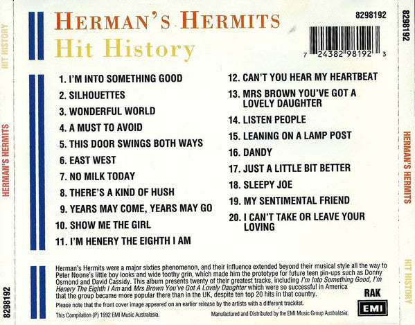 Herman's Hermits : Hit History (CD, Comp)