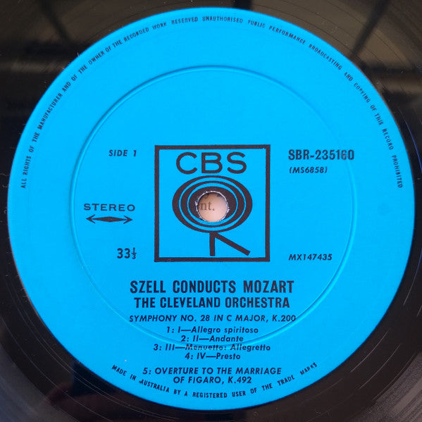 George Szell Conducts Wolfgang Amadeus Mozart, The Cleveland Orchestra : Symphony No. 33 In B-Flat, K. 319 / Symphony No. 28 In C, K. 200 / Overture To The Marriage Of Figaro (LP)