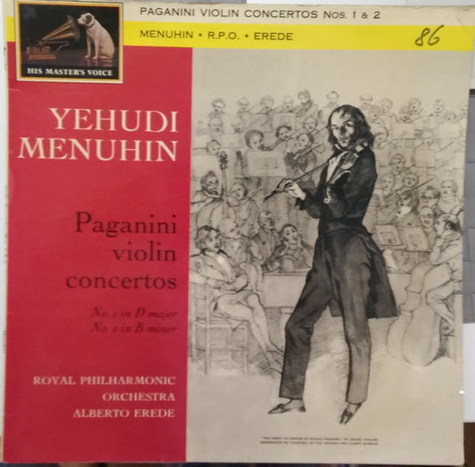 Paganini* / Yehudi Menuhin / Royal Philharmonic Orchestra / Alberto Erede : Violin Concertos No. 1 In D Major / No. 2 In B Minor (LP, RE, B&W)