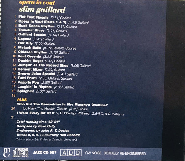 Slim Gaillard : Opera In Vout (CD, Comp)