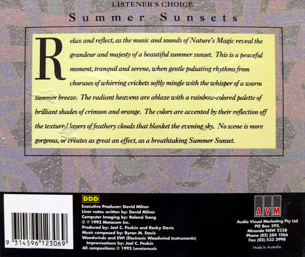 David A. Jackson : Summer Sunsets (CD, Mixed)