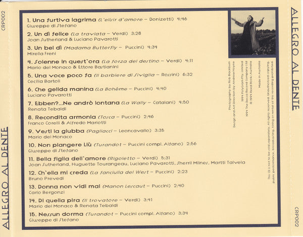 Various : Allegro Al Dente, Pasta And Opera (CD, Album, Comp, S/Edition)