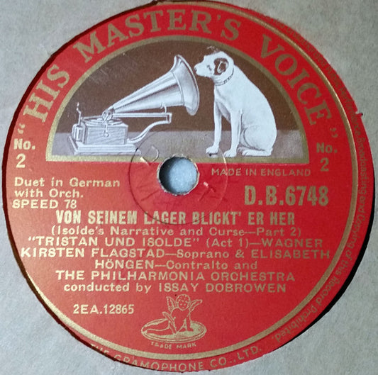 Kirsten Flagstad, Elisabeth Höngen, Philharmonia Orchestra, Issay Dobrowen : Isolde's Narrative And Curse - Tristan & Isolde - Wagner (2xShellac, 12", Album, Mono)