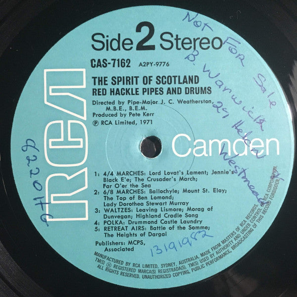 Red Hackle Pipes And Drums* : The Spirit Of Scotland (LP)