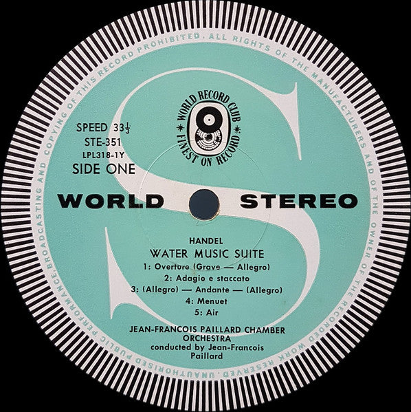 Georg Friedrich Händel / Orchestre De Chambre Jean-François Paillard Conducted By Jean-François Paillard : Water Music (Original Version) (LP, Album, Club)