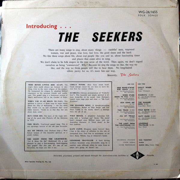 The Seekers : Introducing The Seekers (LP, Album, Yel)