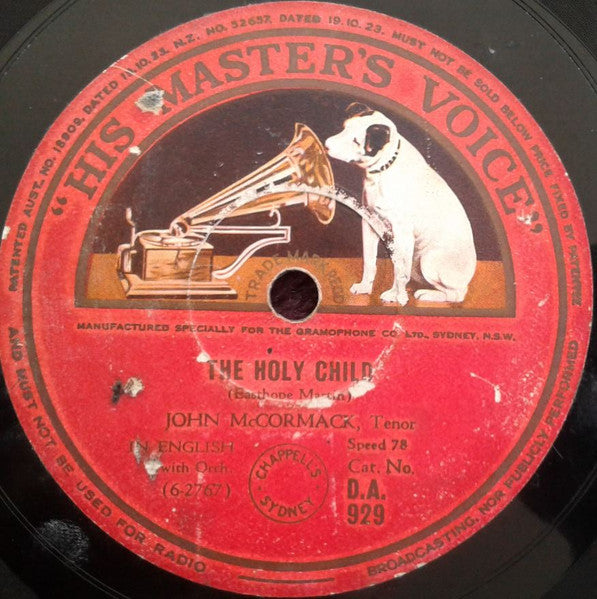 John McCormack (2) : Just For To-Day / Holy Child (Shellac, 10")