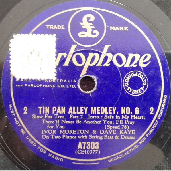 Ivor Moreton & Dave Kaye* : Tin Pan Alley Medley, No.6 (Shellac, 10")
