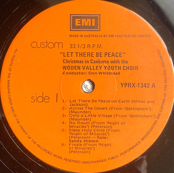 Woden Valley Youth Choir : Let There Be Peace: Christmas In Canberra (LP, Album)