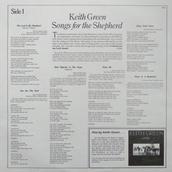 Keith Green (2) : Songs For The Shepherd (LP, Album)