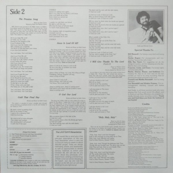 Keith Green (2) : Songs For The Shepherd (LP, Album)