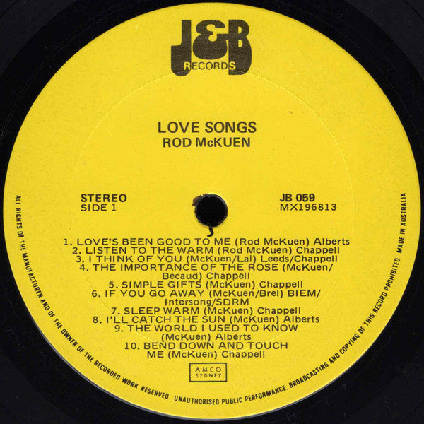 Rod McKuen : Love Songs (LP, Comp)
