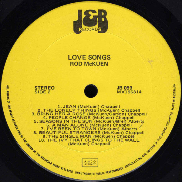 Rod McKuen : Love Songs (LP, Comp)