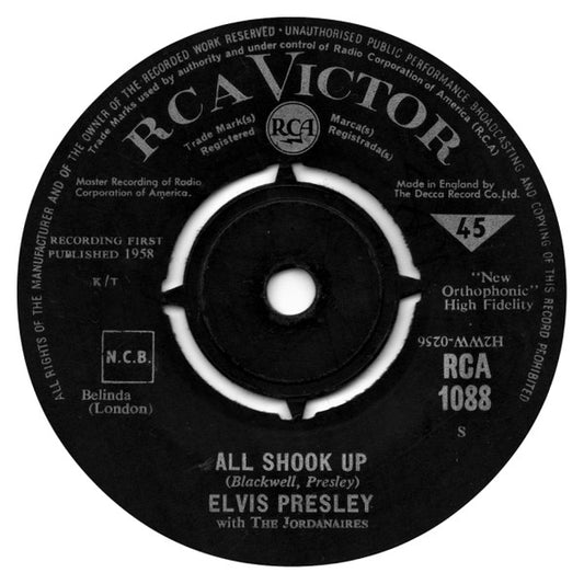Elvis Presley With The Jordanaires : All Shook Up / Heartbreak Hotel (7", Single, RP)