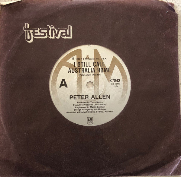 Peter Allen : I Still Call Australia Home (7", Single)