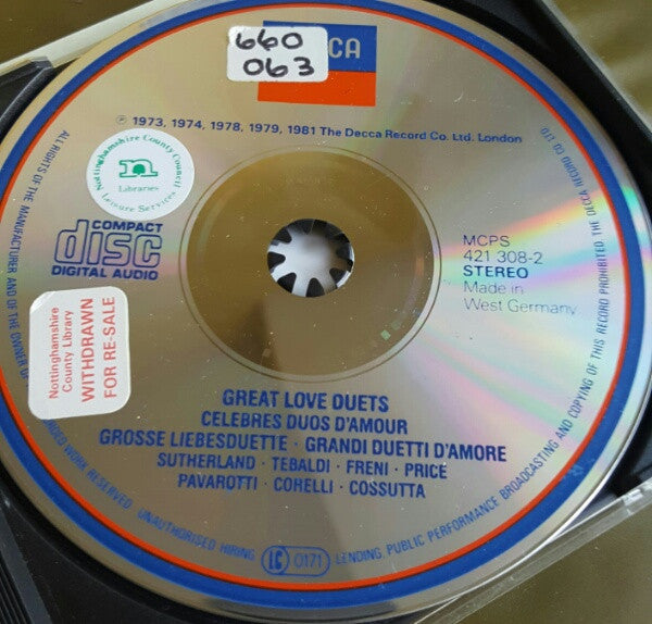 Various : Great Love Duets • Célèbres Duos D'Amour • Grosse Liebesduette • Grandi Duetti D'Amore (CD, Comp)