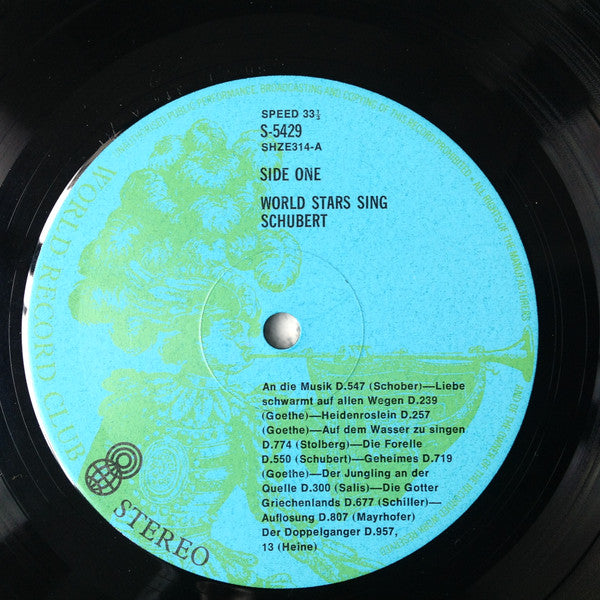 Franz Schubert : World Stars Sing Schubert (LP, Comp, Club)
