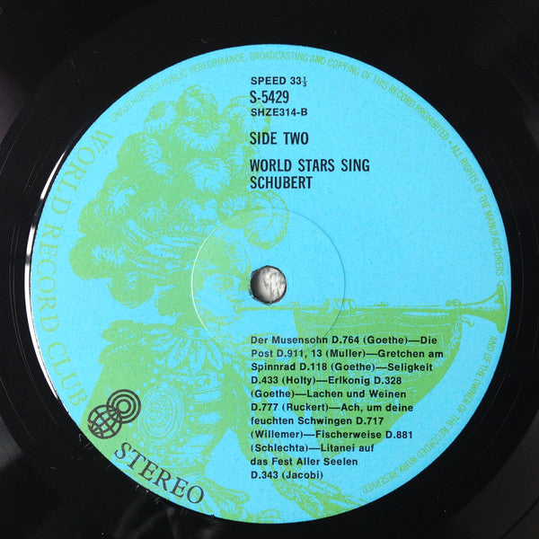 Franz Schubert : World Stars Sing Schubert (LP, Comp, Club)