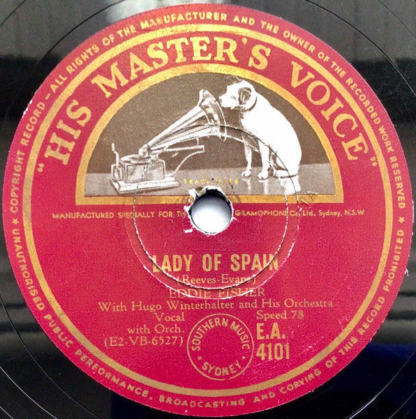 Eddie Fisher : Outside Of Heaven / Lady Of Spain (Shellac, 10")