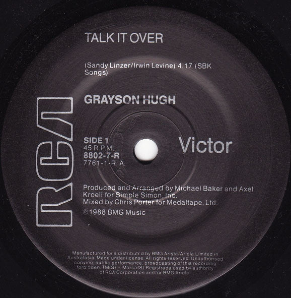 Grayson Hugh : Talk It Over (7", Single)