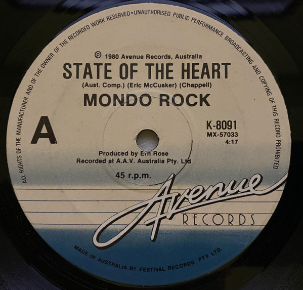 Mondo Rock : State Of The Heart (7", Single)