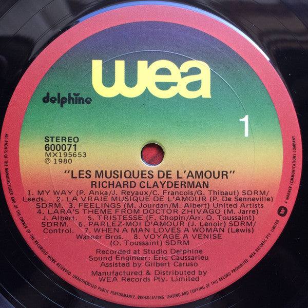 Richard Clayderman : Les Musiques De L'Amour (LP, Album)