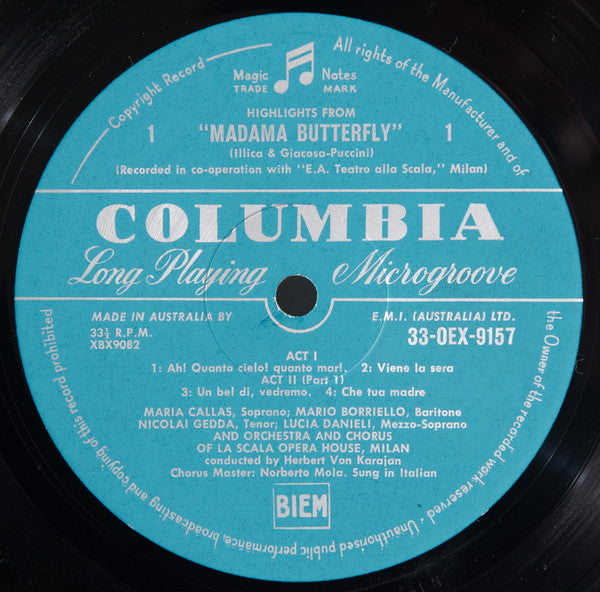 Giacomo Puccini, Maria Callas : Highlights From Madama Butterfly (LP)