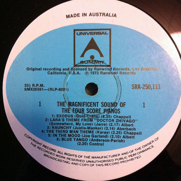 The Four Score Pianos : The Magnificent Sound Of The Four Score Pianos (LP, Album, Mono)