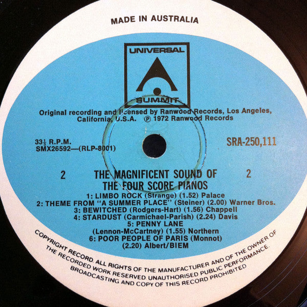 The Four Score Pianos : The Magnificent Sound Of The Four Score Pianos (LP, Album, Mono)