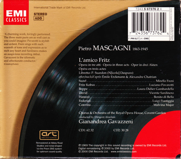 Mascagni*, Gianandrea Gavazzeni, Freni* · Pavarotti* · Sardinero*, Chorus* & Orchestra Of The Royal Opera House, Covent Garden : L'Amico Fritz (2xCD, Album, RE, RM + Box, Sli)