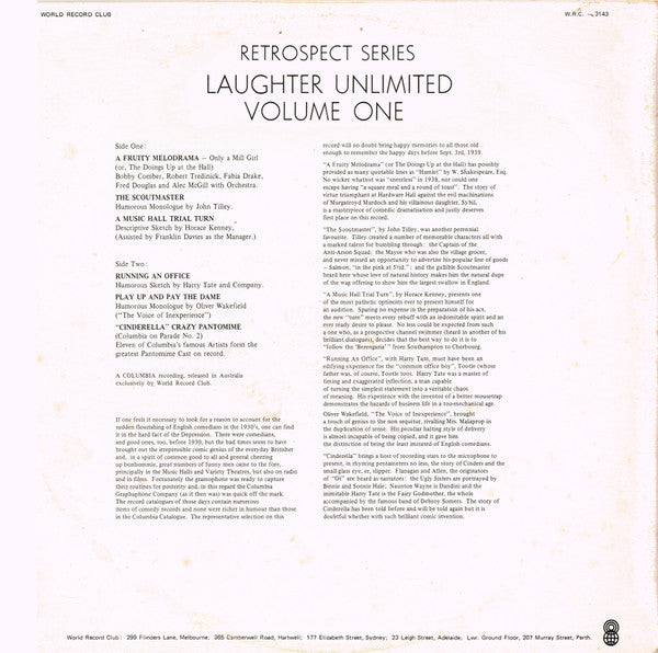 Various : Laughter Unlimited Volume One (LP, Comp, Mono, Club, RE, 3rd)