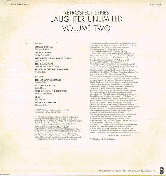 Various : Laughter Unlimited Volume Two (LP, Comp, Mono, Club, RE)
