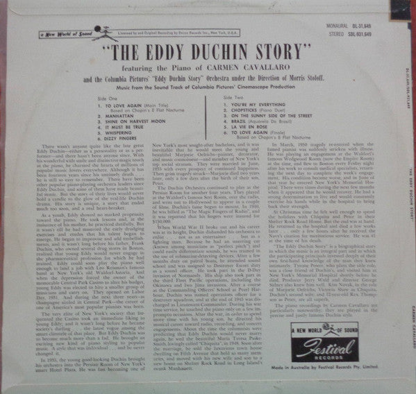 Carmen Cavallaro : The Eddy Duchin Story (LP, Album)