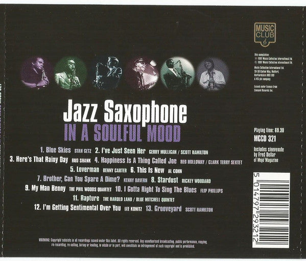 Various : Jazz Saxophone In A Soulful Mood (CD, Comp)