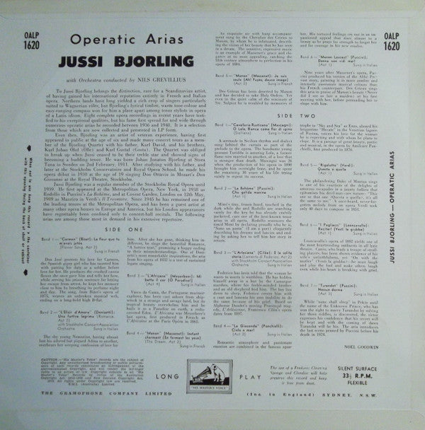 Jussi Björling : Operatic Arias (LP)