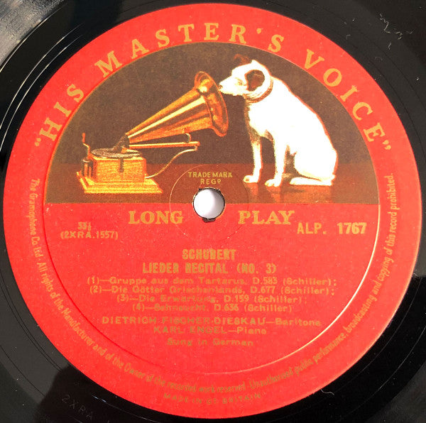 Franz Schubert, Dietrich Fischer-Dieskau With Karl Engel : Schubert Lieder Recital (No. 3) (LP, Album, Mono)