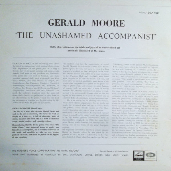 Gerald Moore : The Unashamed Accompanist (LP, Album, Mono)
