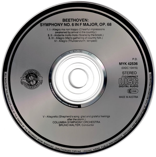Beethoven*, Bruno Walter, Columbia Symphony Orchestra : Symphony No. 6 "Pastorale" (CD, Album, RE)