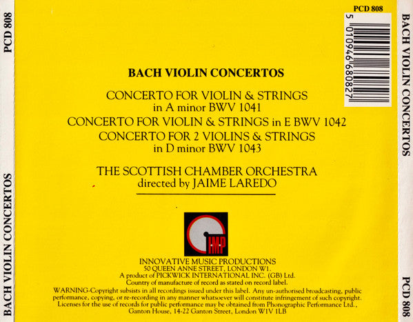 Bach* - The Scottish Chamber Orchestra*, Jaime Laredo : Violin Concertos (CD, Album)