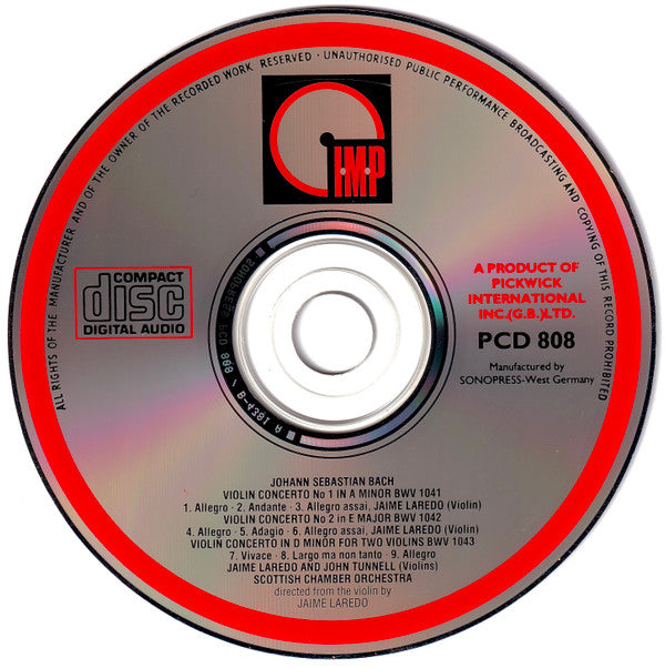 Bach* - The Scottish Chamber Orchestra*, Jaime Laredo : Violin Concertos (CD, Album)